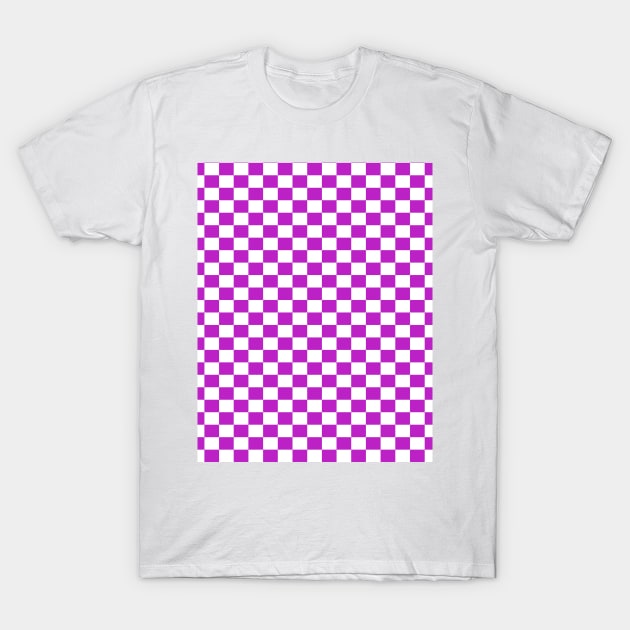 checkered Purple and White T-Shirt by DragonTees